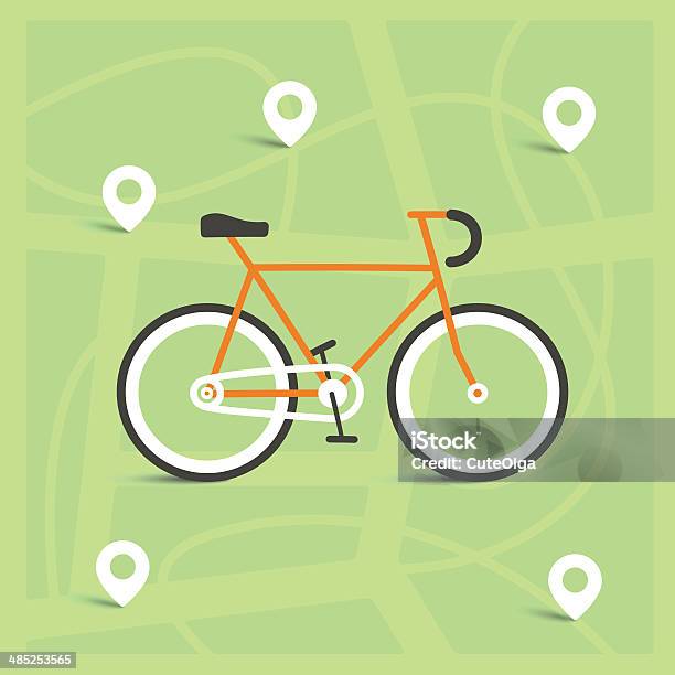 Mulher Ilustração De Um Mapa De Bicicleta Na Cidade - Arte vetorial de stock e mais imagens de Bicicleta
