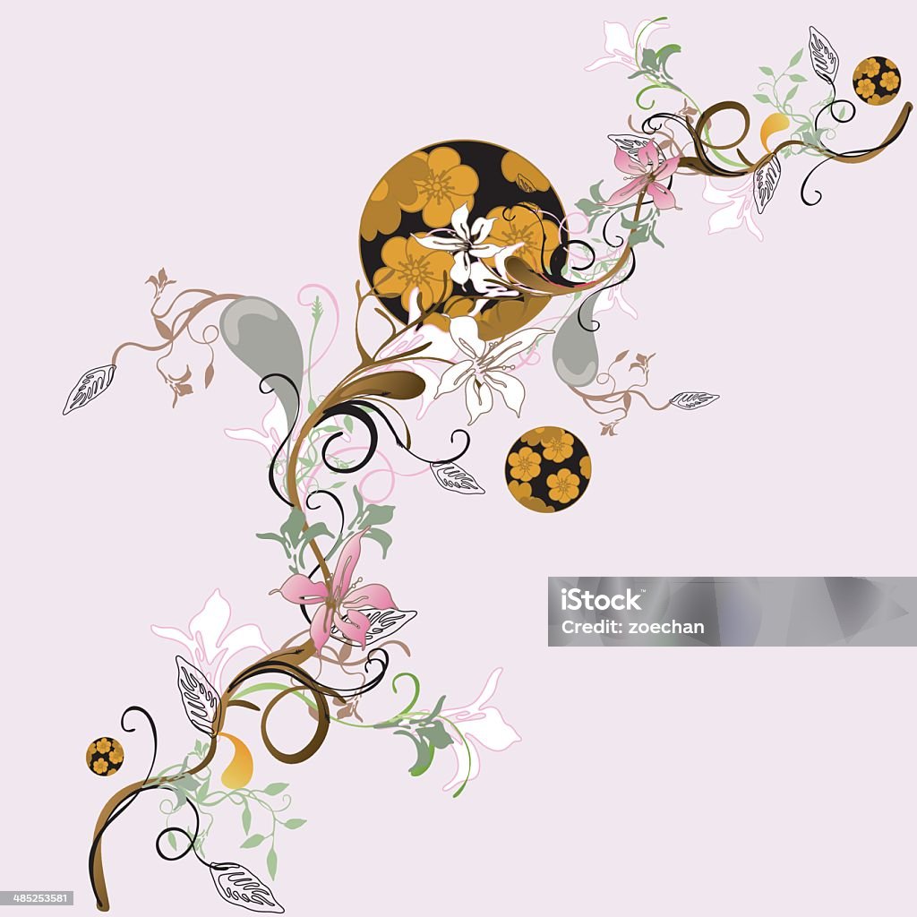 Fondo floral de estilo japonés - arte vectorial de Abstracto libre de derechos