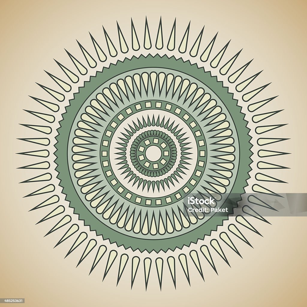 Verde y beige tribal circle diseño. - arte vectorial de A la moda libre de derechos
