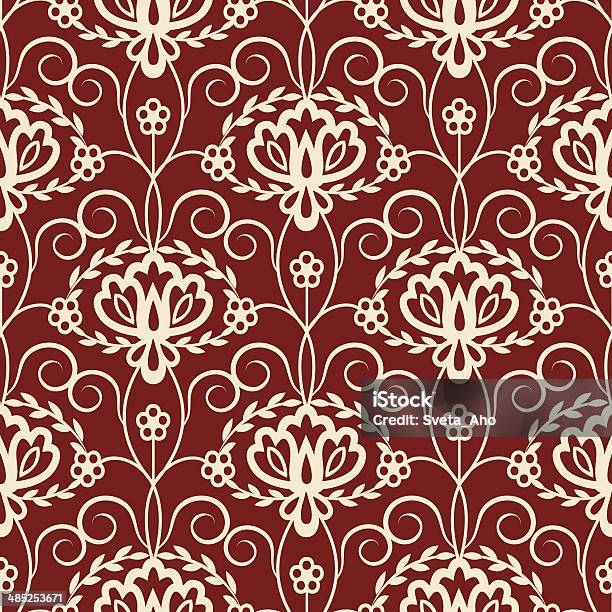 Ilustración de Floral Seamless Pattern y más Vectores Libres de Derechos de Abstracto - Abstracto, Anticuado, Curva - Forma