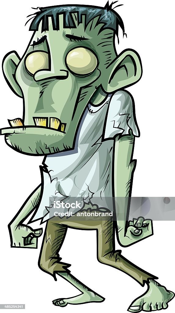 Cartoon Stalking Green Zombie With Big Teeth Isolated Stock Illustration -  Download Image Now - iStock