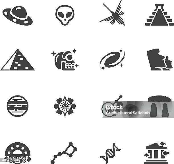 Ancient Alien Silhouette Icons L Eps 10 Stock Illustration - Download Image Now - Icon Symbol, Alien, Ancient