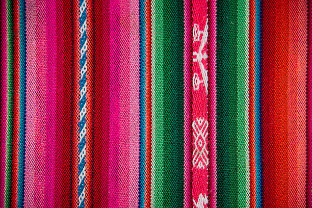 istock Wooven Wool Boliva traditional Fabric Background colourful Textu 485256071