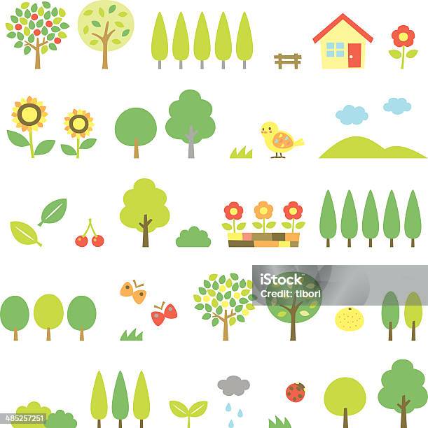 Trees Set Stock Illustration - Download Image Now - Tree, Bush, Orchard