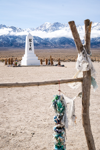 A thousand origami paper cranes symbolize love and compassion for those Japanese-Americans detained at the Manzanar relocation camp during World War II.