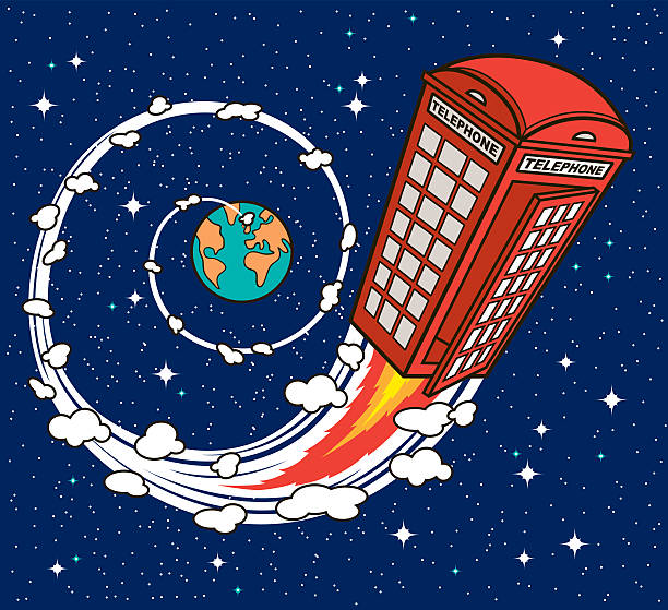 пространственная телефонная будка - telephone booth telephone illustration and painting pay phone stock illustrations
