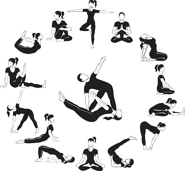 Yoga circle People doing yoga qi gong stock illustrations