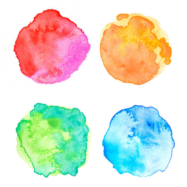 Rough circle colorful watercolor painting stock photo