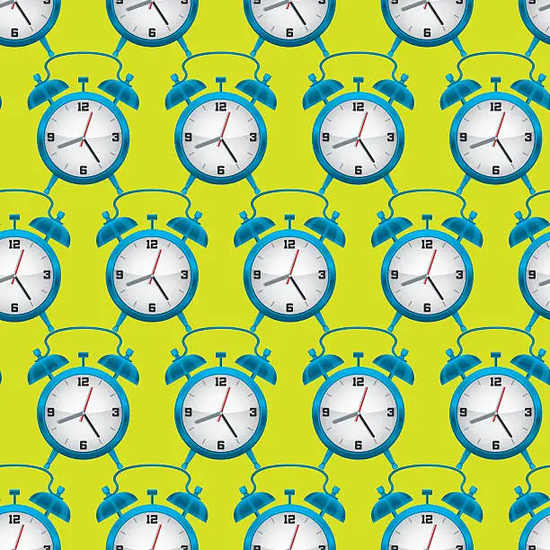 Vector illustration of Seamless Alarm Clock Pattern - hald-drop Rows