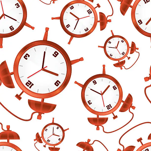 Vector illustration of Scattered Seamless Alarm Clock Pattern