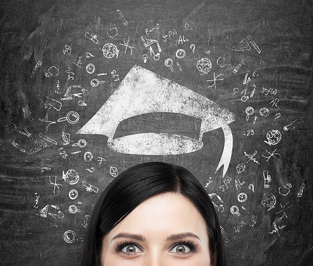 istock head of lady who is thinking about university education 485273388