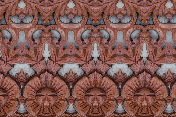 istock Carved wood wall close 485276618