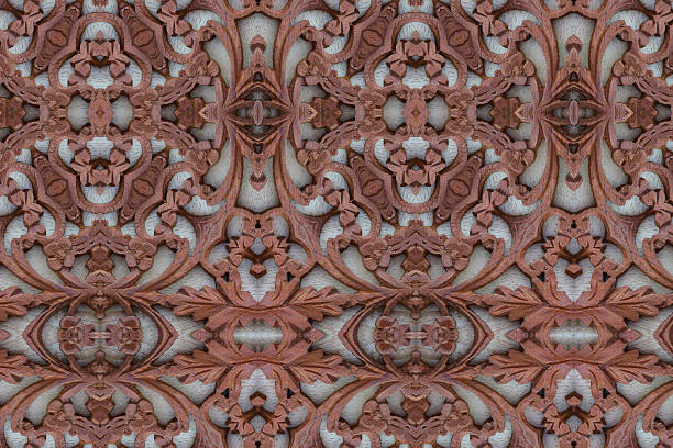 istock Carved wood wall close 485277328