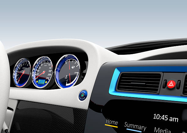 istock Futuristic electric vehicle dashboard and interior design. 485277338