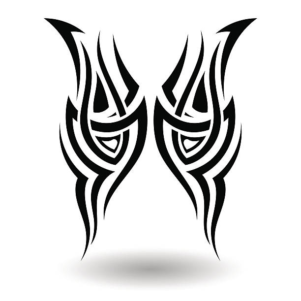 ilustraciones, imágenes clip art, dibujos animados e iconos de stock de tatuaje tribal dibujados a mano - tribal art wing flame art