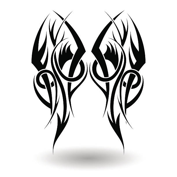 ilustraciones, imágenes clip art, dibujos animados e iconos de stock de tatuaje tribal dibujados a mano - tribal art wing flame art