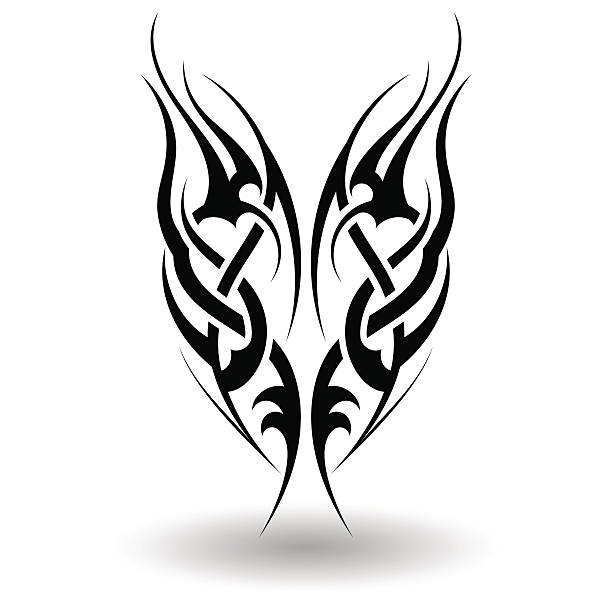 ilustraciones, imágenes clip art, dibujos animados e iconos de stock de tatuaje tribal dibujados a mano - tribal art wing flame art