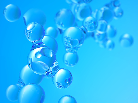 Abstract background with a molecules of water. Illustration with DOF effect.