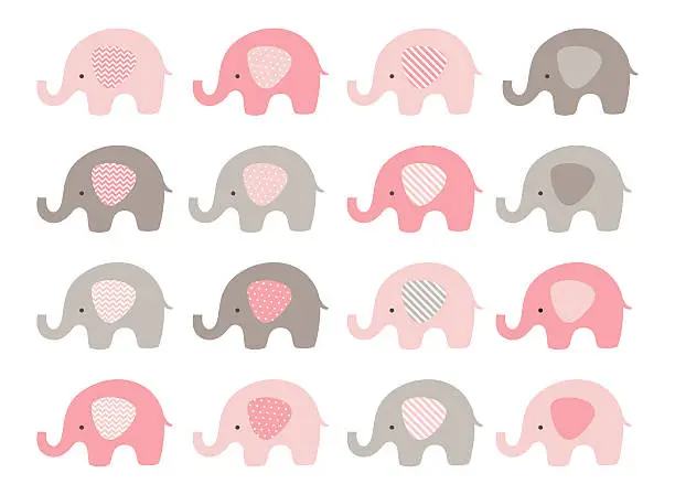 Vector illustration of Cute elephant vector set