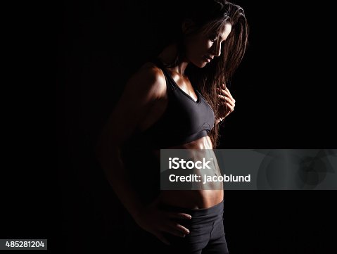 istock Female in sports clothing relaxing after workout 485281204