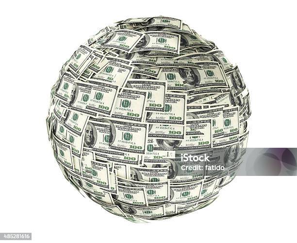 Dollar Ball Stock Photo - Download Image Now - 2015, Cut Out, Digitally Generated Image