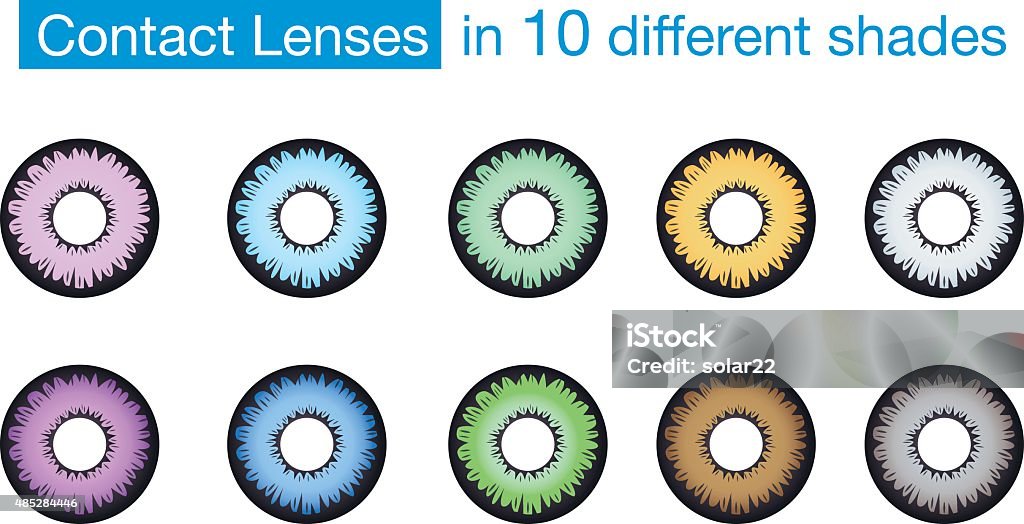 Cor coleção de lentes de contacto Afecções oculares - Royalty-free Lente de Contacto arte vetorial
