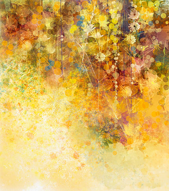 ilustrações, clipart, desenhos animados e ícones de abstrato pintura em aquarela flores brancas e macias folhas de cores - flower abstract single flower backgrounds