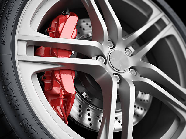 istock Car wheel and brake system. Closeup. 485285016