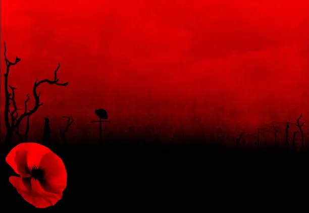 Photo of WW1 First World War Abstract Background with Poppy