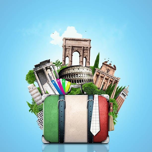istock Italy, attractions Italy and retro suitcase 485289691