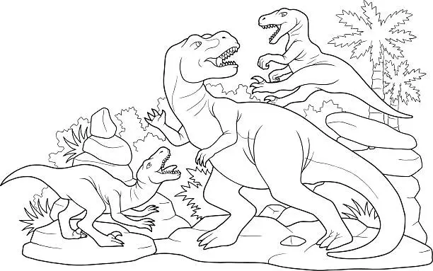 Vector illustration of Dino battle