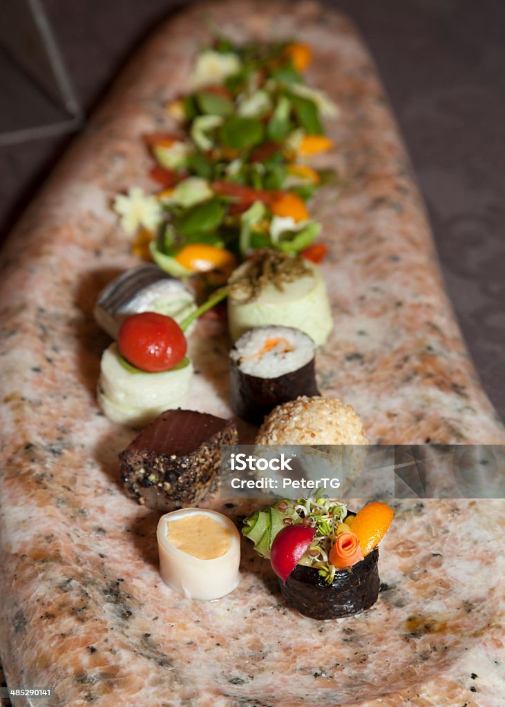 Frutos de mar, decoración y canapés - Foto de stock de Aceituna libre de derechos