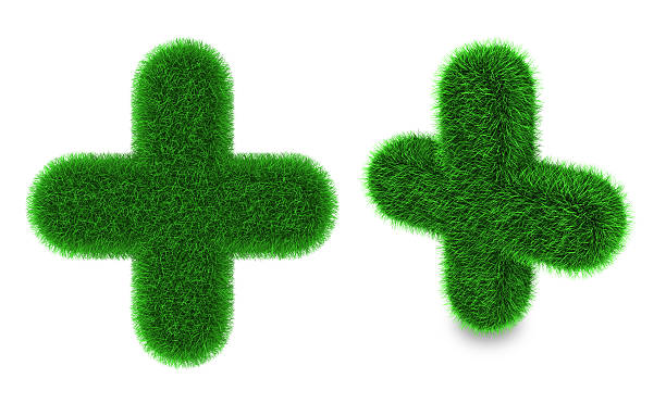 istock Plus sign made of grass 485290839
