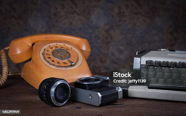 Group Of Objects On Wood Table Stock Photo - Download Image Now - Ancient, Author, Business