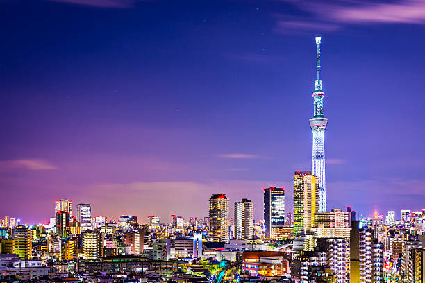 Tokyo, Japan Cityscape of Tokyo, Japan at night at Sumida Ward. sumida ward photos stock pictures, royalty-free photos & images