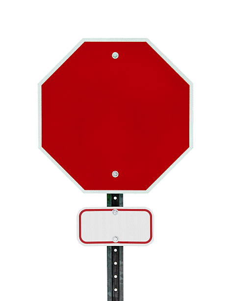 istock Blank Stop Sign with Small Sign Below 485292173
