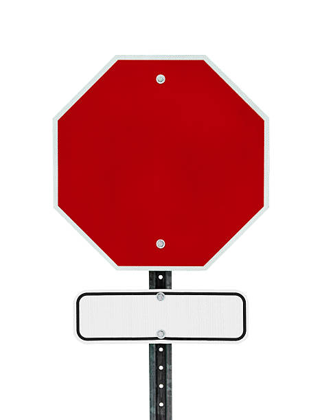 istock Blank Stop Sign with White/Black Sign Below 485292177