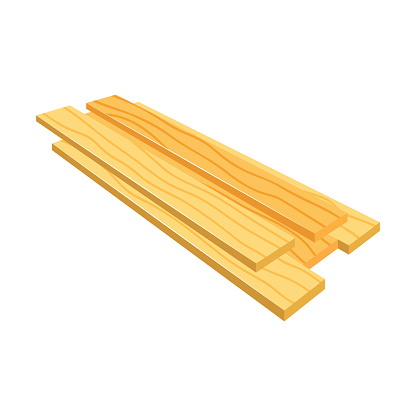 Lumber (timber), stack of wooden planks (bars), vector illustration