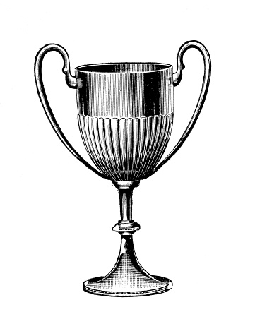 Vintage engraving of a silver trophy cup