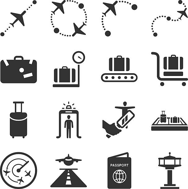 stockillustraties, clipart, cartoons en iconen met aviation icons set 1 - self service