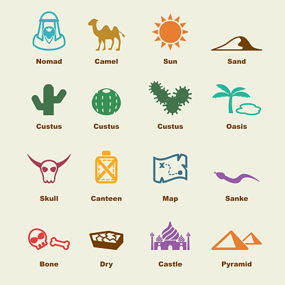 desert elements, vector infographic icons