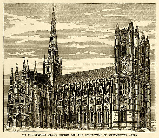 istock Sir Christopher Wren's design for the completion of Westminster Abbey 485294849