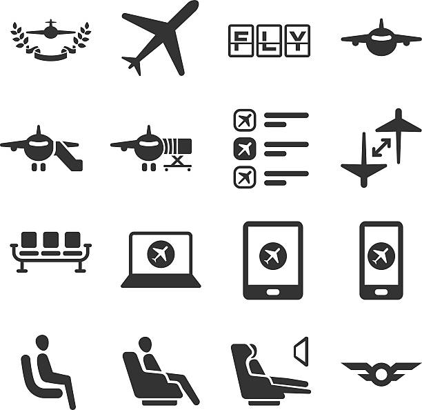 stockillustraties, clipart, cartoons en iconen met aviation icons set 6 - self service