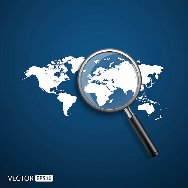 wyszukiwanie globalne koncepcja z powiększenia glass.vector - low scale magnification magnifying glass vector glass stock illustrations