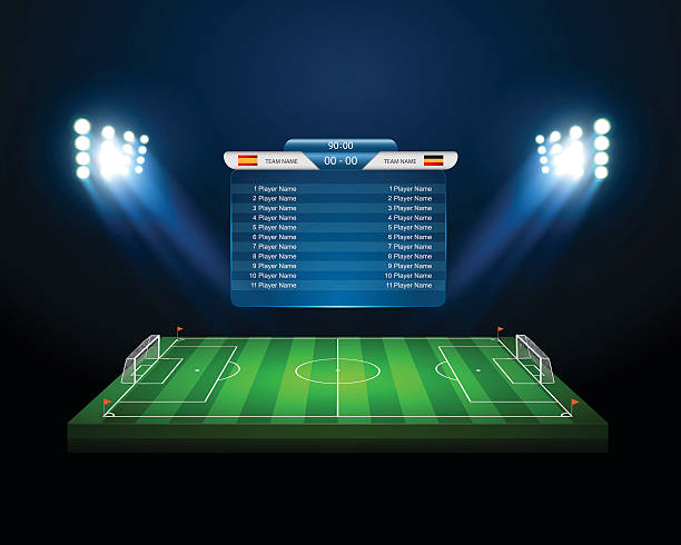 vector soccer field with scoreboard,vector vector soccer field with scoreboard,vector soccer drawings stock illustrations