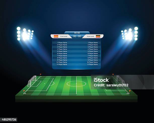 Vector Soccer Field With Scoreboard Vector Stock Illustration - Download Image Now - Soccer, Soccer Ball, Scoreboard