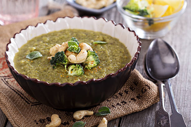 istock Roasted broccoli soup with cashews 485295831