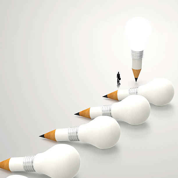 istock businessman looking at 3d pencil and light bulb concept creative 485296131
