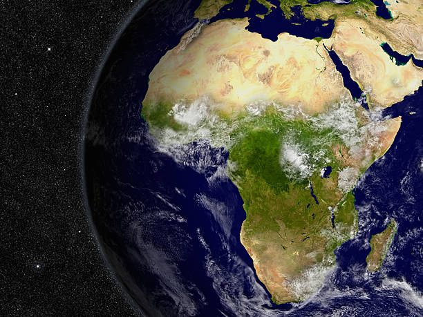 Africa on planet Earth Africa region on planet Earth from space with stars in the background. Elements of this image furnished by NASA. planet earth africa stock pictures, royalty-free photos & images
