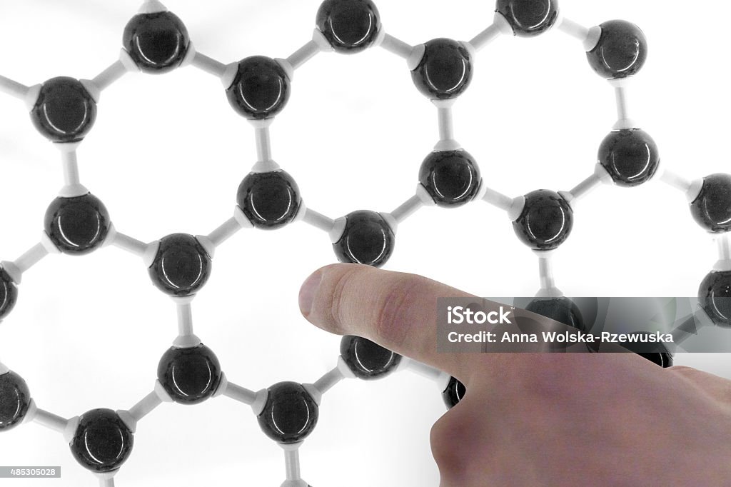 Hexagonal Structure Human Finger show hexagonal carbon stucture.  Graphene Stock Photo